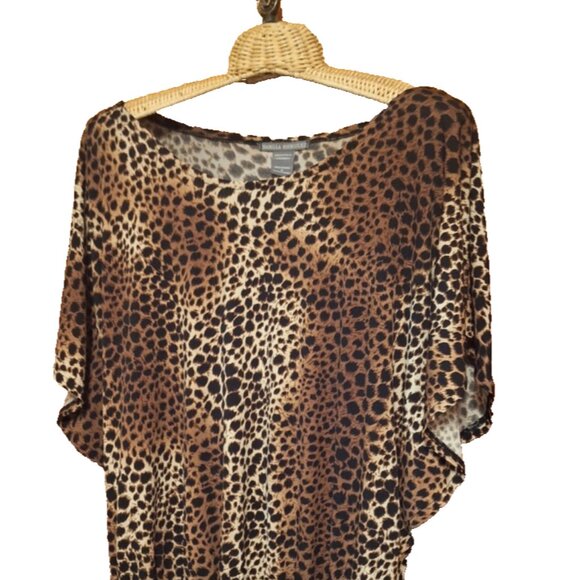 Isabella Rodriguez Leopard Print Cinched Waist Blouse Ladies Medium Edgy Animal - Picture 3 of 7